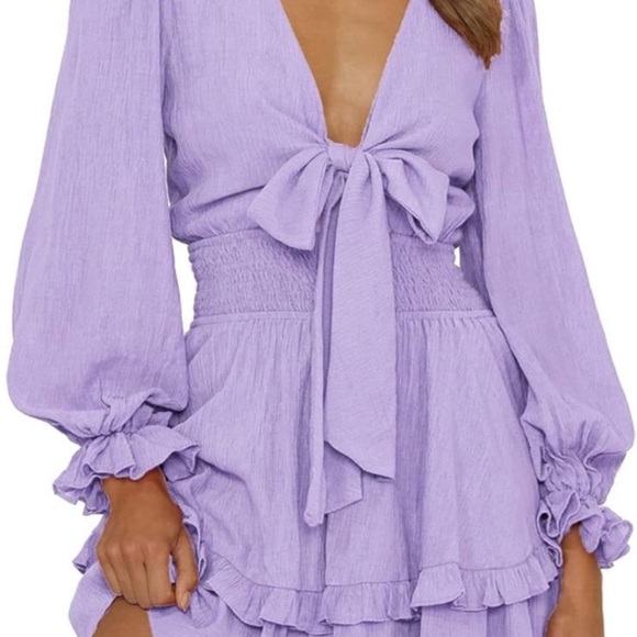 PRETTYGARDEN Womens Knot Front Mini Dress
Large 
NWOT
Light purple - Picture 3 of 7